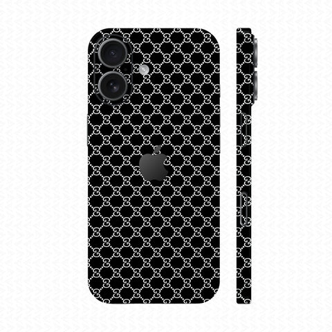 Dán Skin IPhone 17 Vân Nổi Gucci Đen Trắng | UVPT03