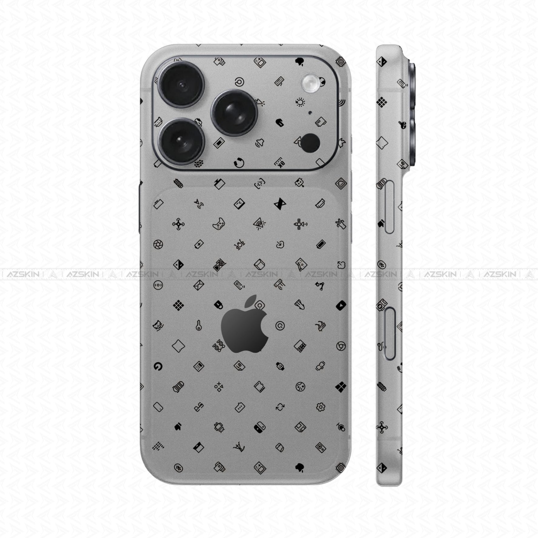 Dán Skin IPhone 17 Pro max Vân Nổi ICON Bạc | UVPT04