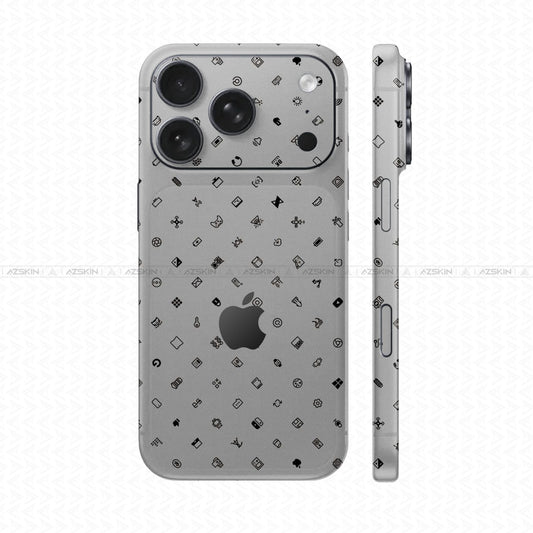 Dán Skin IPhone 17 Pro max Vân Nổi ICON Bạc | UVPT04