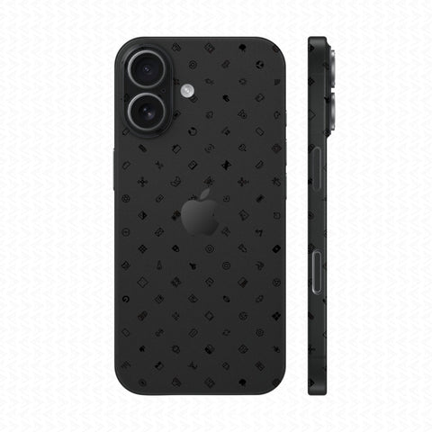 Dán Skin IPhone 17 Series Vân Nổi ICON Đen | UVPT04