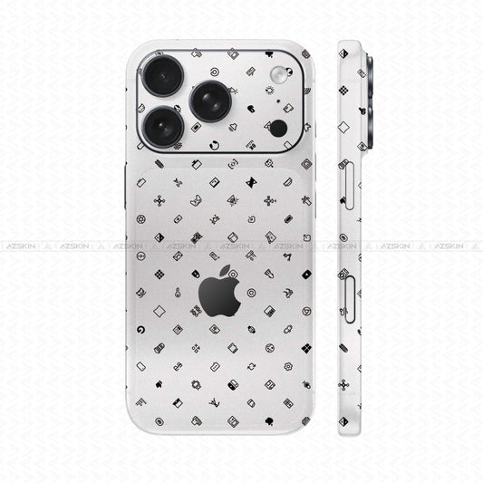 Dán Skin IPhone 17 Series Vân Nổi ICON Trắng | UVPT04