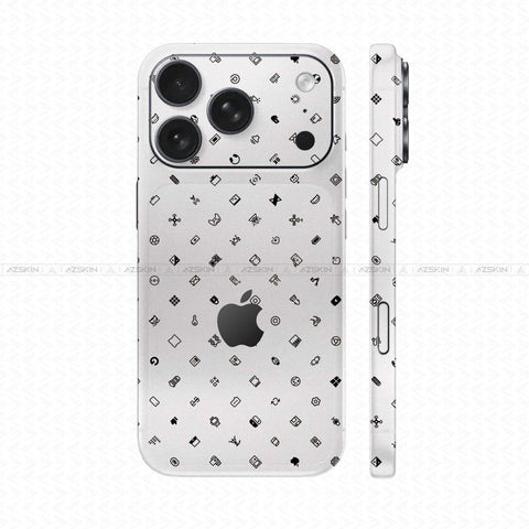 Dán Skin IPhone 17 Series Vân Nổi ICON Trắng | UVPT04