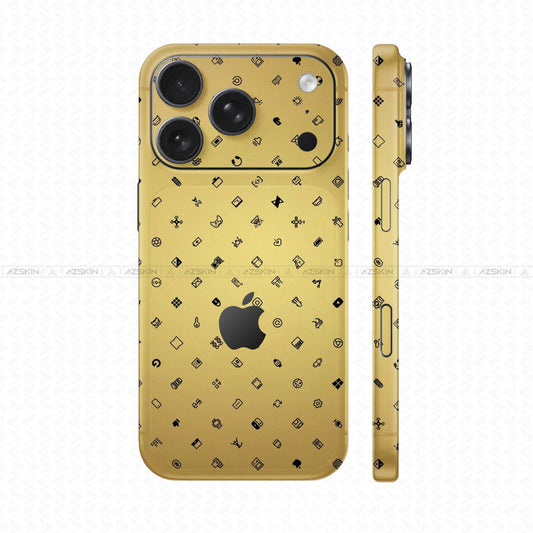 Dán Skin IPhone 17 Series Vân Nổi ICON Vàng Đồng | UVPT04