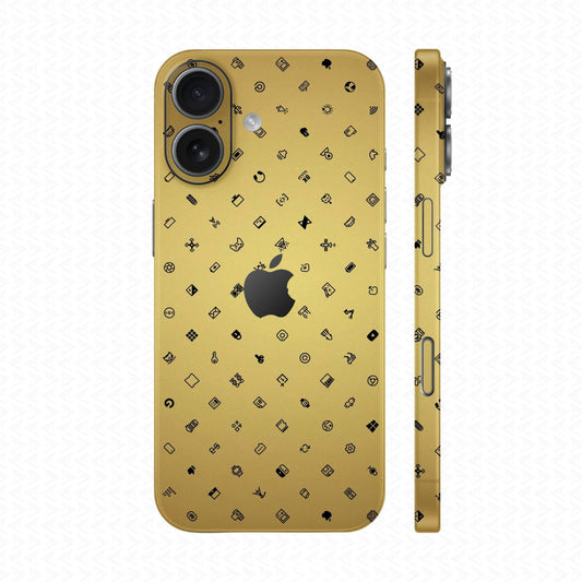 Dán Skin IPhone 17 Series Vân Nổi ICON Vàng Đồng | UVPT04