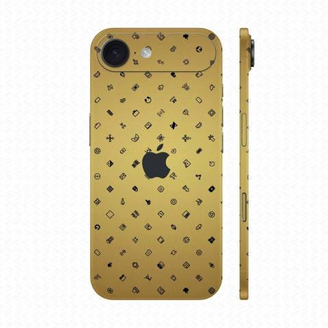 Dán Skin IPhone 17 Series Vân Nổi ICON Vàng Đồng | UVPT04