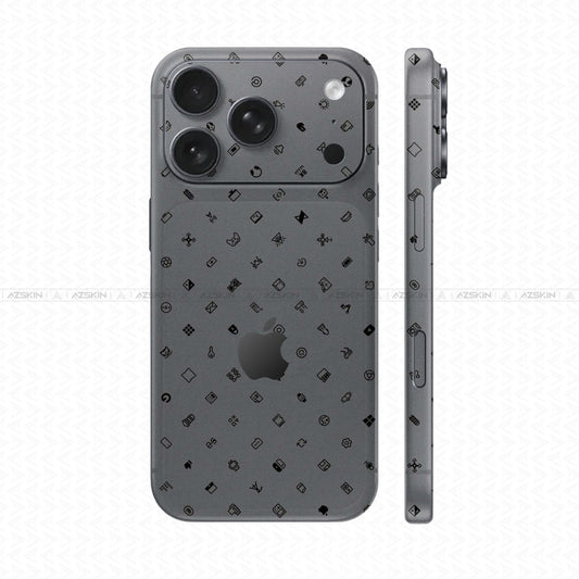 Dán Skin IPhone 17 Series Vân Nổi ICON Xám | UVPT04