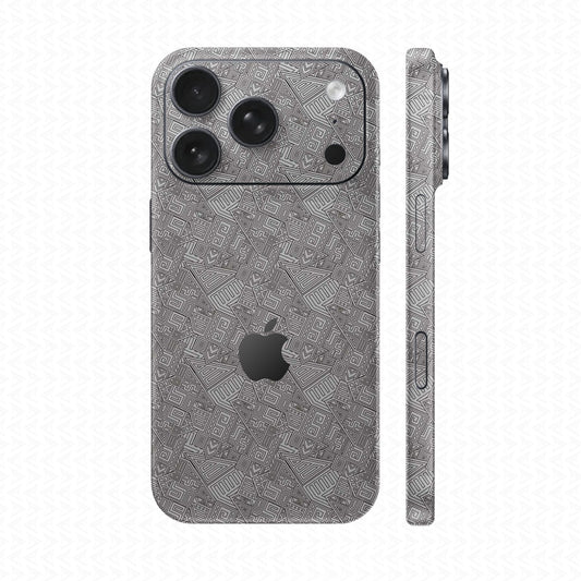 Dán Skin IPhone 17 Series Vân Nổi Pattern AZ Bạc | UVPT06