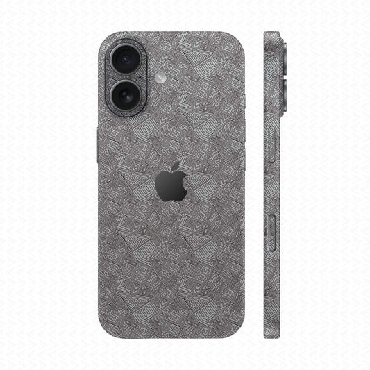 Dán Skin IPhone 17 Series Vân Nổi Pattern AZ Bạc | UVPT06