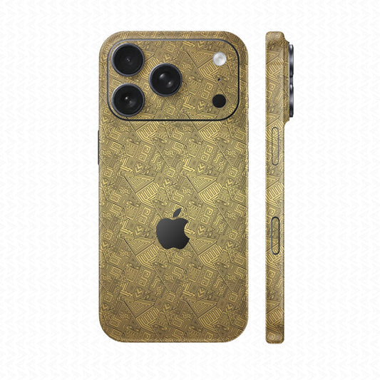 Dán Skin IPhone 17 Series Vân Nổi Pattern AZ Vàng Đồng | UVPT06