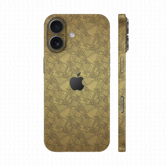 Dán Skin IPhone 17 Series Vân Nổi Pattern AZ Vàng Đồng | UVPT06