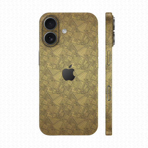 Dán Skin IPhone 17 Series Vân Nổi Pattern AZ Vàng Đồng | UVPT06