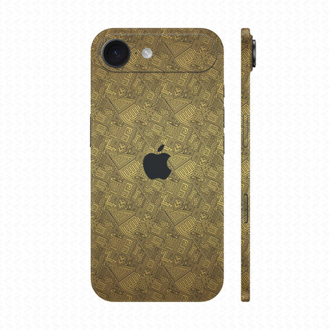 Dán Skin IPhone 17 Series Vân Nổi Pattern AZ Vàng Đồng | UVPT06