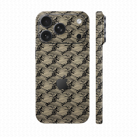 Dán Skin IPhone 17 Pro Max Vân Nổi Pattern Wave Vàng Đồng | UVPT09