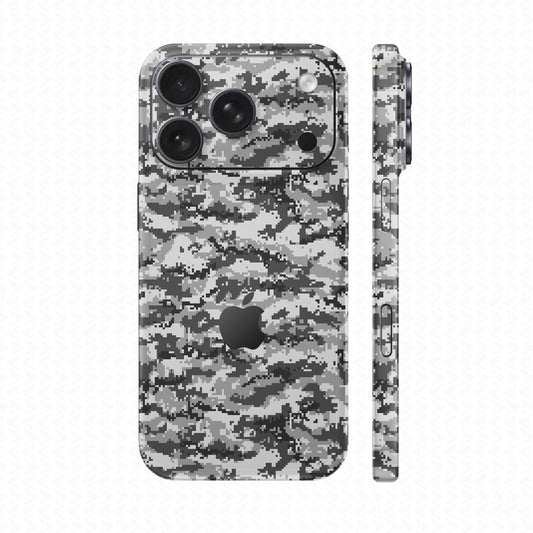 Dán Skin IPhone 17 pro max Vân Nổi Camo Digital Trắng | UVPT11