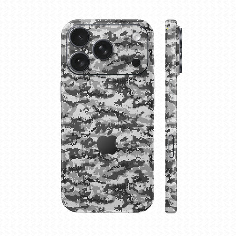 Dán Skin IPhone 17 pro max Vân Nổi Camo Digital Trắng | UVPT11