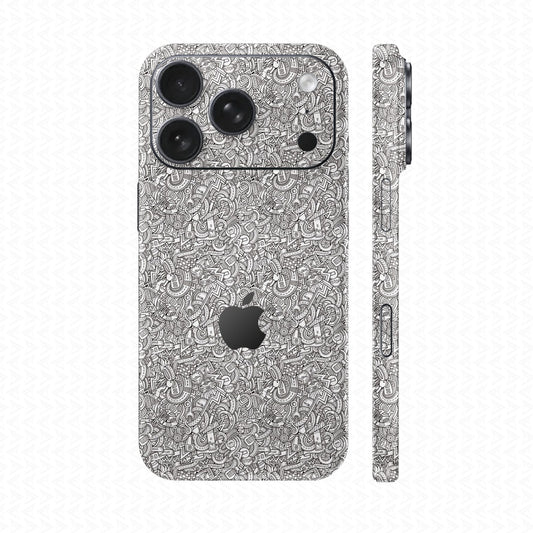 Dán Skin IPhone 17 Series Vân Nổi Cartoon Trắng | UVPT12
