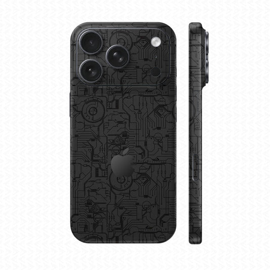 Dán Skin IPhone 17 Series Vân Nổi Vi Mạch 2023 Đen | UVPT14