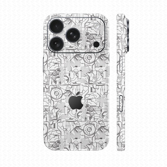 Dán Skin IPhone 17 Series Vân Nổi Vi Mạch 2023 Trắng | UVPT14