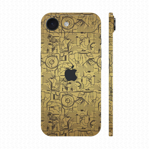 Dán Skin IPhone 17 Series Vân Nổi Vi Mạch 2023 Vàng Đồng | UVPT14