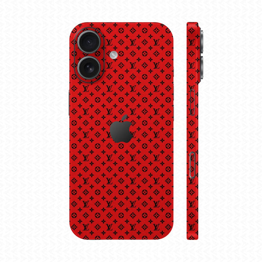 Dán Skin IPhone 17 Series Vân Nổi LV Đỏ | UVPT16