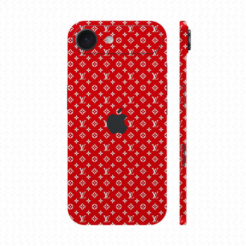 Dán Skin IPhone 17 Series Vân Nổi LV Đỏ Trắng | UVPT16