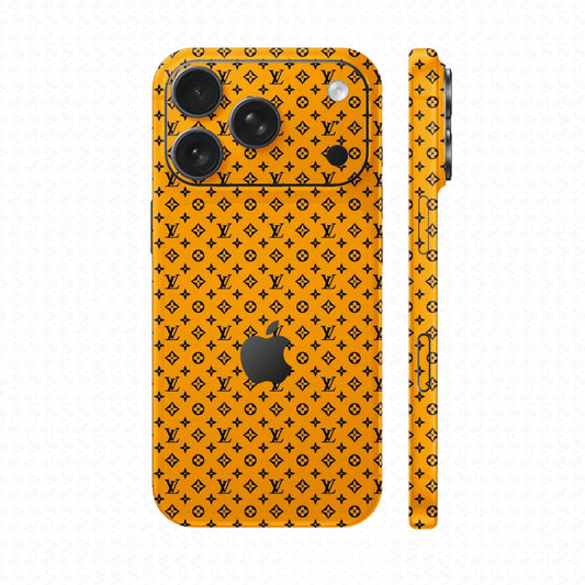 Dán Skin IPhone 17 Series Vân Nổi LV Vàng | UVPT16