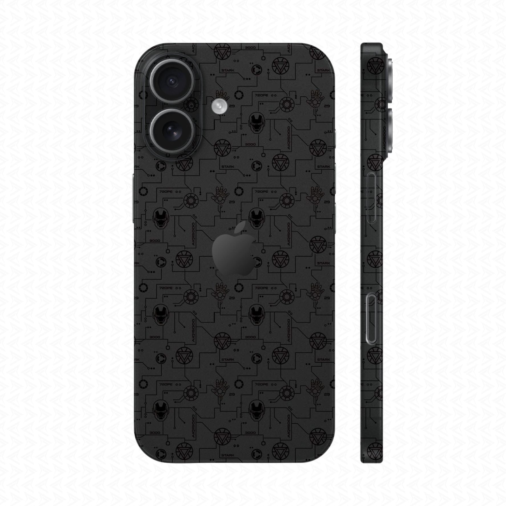 Dán Skin IPhone 17 Vân Nổi Iron Man Đen | UVPT17