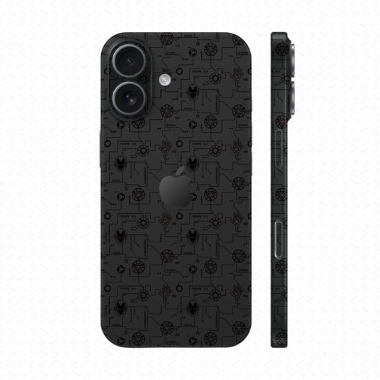 Dán Skin IPhone 17 Vân Nổi Iron Man Đen | UVPT17
