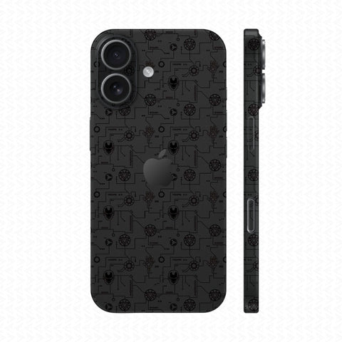Dán Skin IPhone 17 Vân Nổi Iron Man Đen | UVPT17