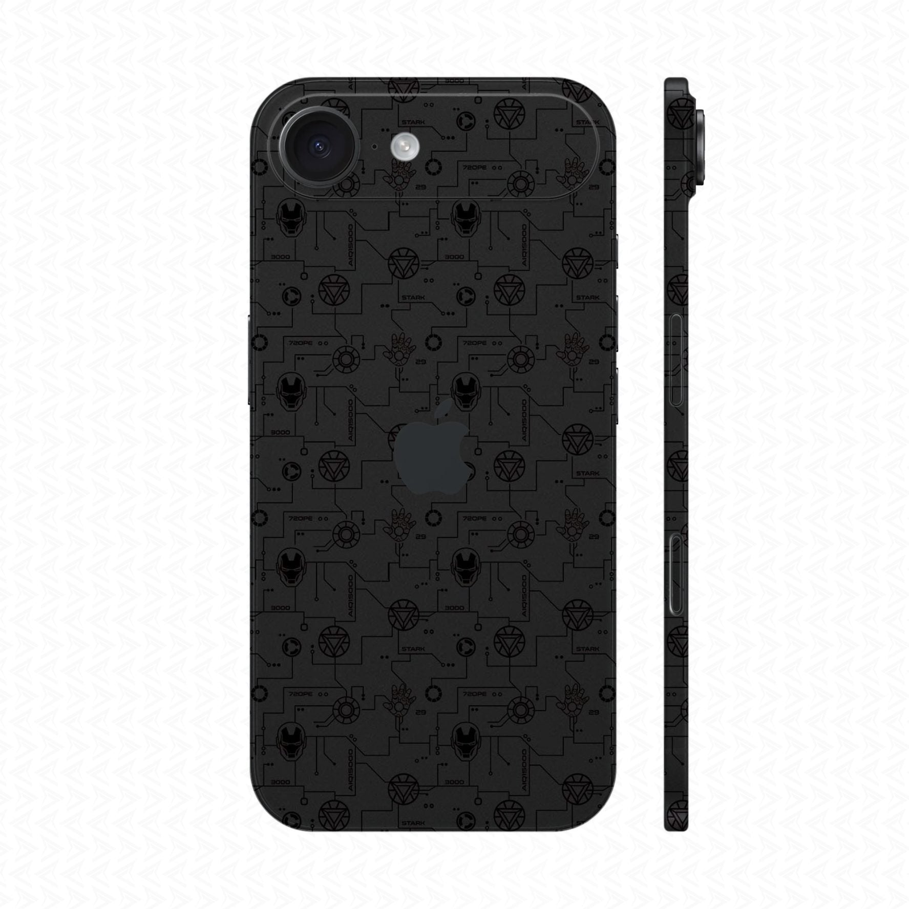 Dán Skin IPhone Air Vân Nổi Iron Man Đen | UVPT17