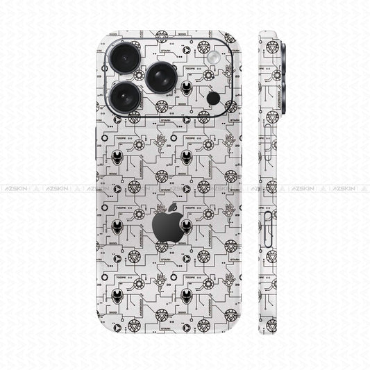 Dán Skin IPhone 17 Series Vân Nổi Iron Man Trắng | UVPT17