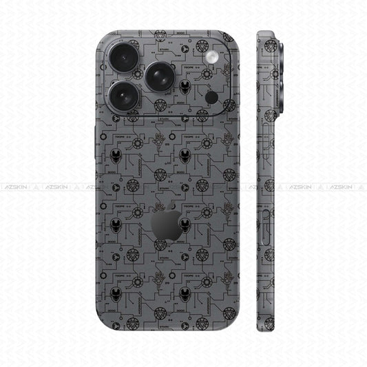 Dán Skin IPhone 17 Pro max Vân Nổi Iron Man Xám | UVPT17