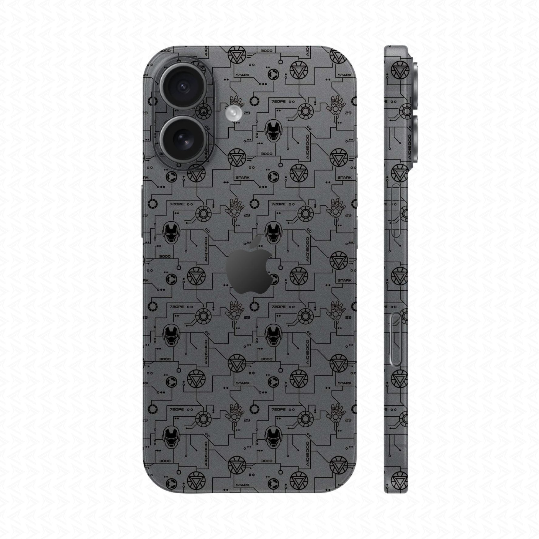 Dán Skin IPhone 17 Vân Nổi Iron Man Xám | UVPT17