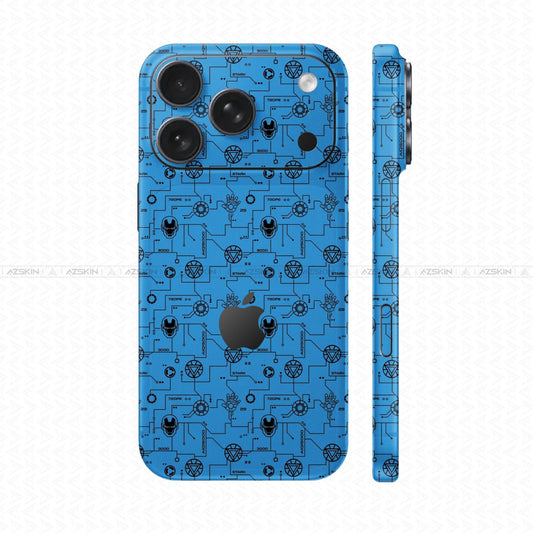 Dán Skin IPhone 17 Series Vân Nổi Iron Man Xanh | UVPT17