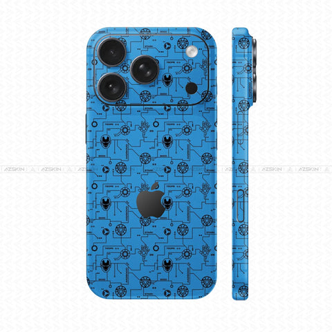 Dán Skin IPhone 17 Series Vân Nổi Iron Man Xanh | UVPT17