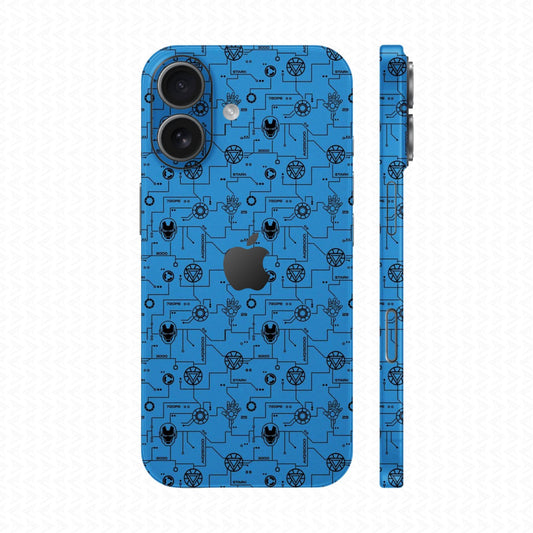 Dán Skin IPhone 17 Series Vân Nổi Iron Man Xanh | UVPT17