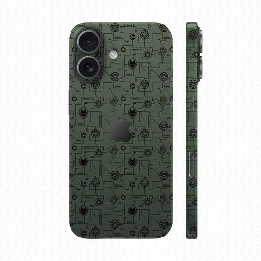 Dán Skin IPhone 17 Series Vân Nổi Iron Man Xanh Midnight | UVPT17