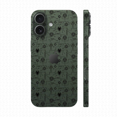 Dán Skin IPhone 17 Series Vân Nổi Iron Man Xanh Midnight | UVPT17