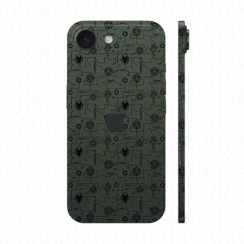 Dán Skin IPhone 17 Series Vân Nổi Iron Man Xanh Midnight | UVPT17