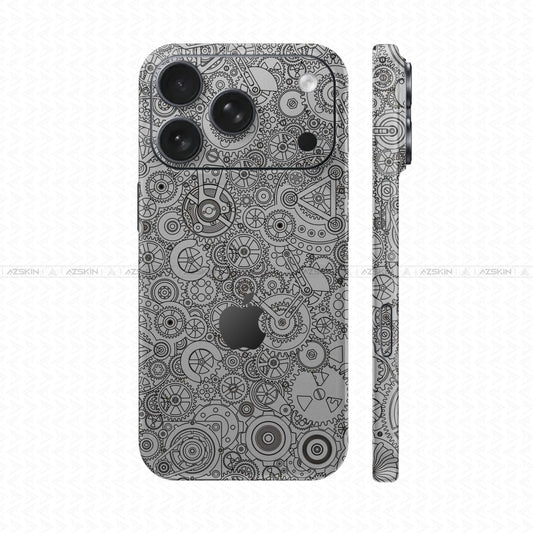 Dán Skin IPhone 17 Series Vân Nổi Động Cơ Bạc | UVPT18