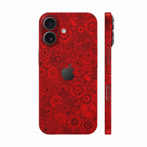 Dán Skin IPhone 17 Series Vân Nổi Động Cơ Đỏ | UVPT18