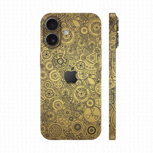 Dán Skin IPhone 17 Series Vân Nổi Động Cơ Vàng Đồng | UVPT18