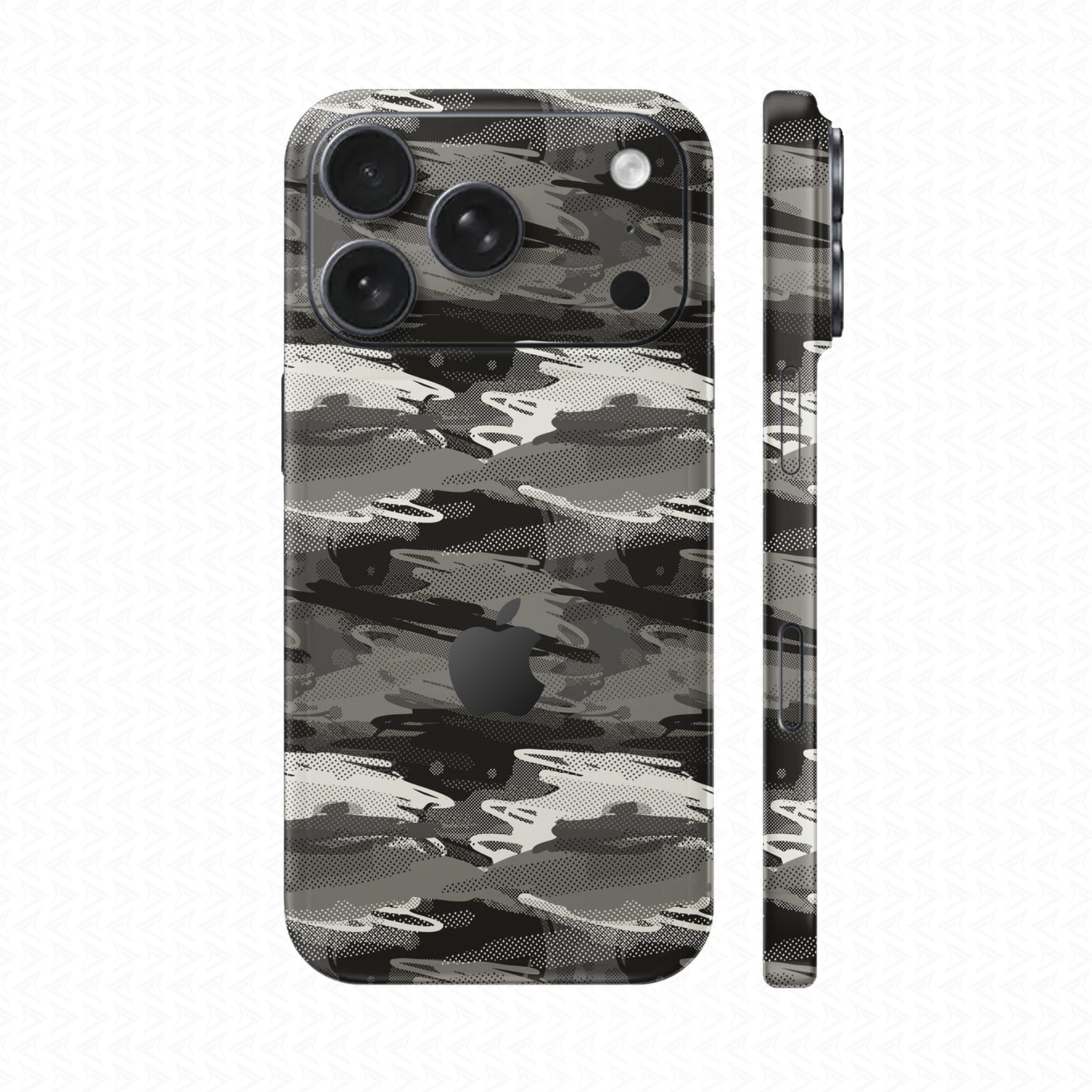 Dán Skin IPhone 17 Pro Max Vân Nổi Camo Seamless Xám | UVPT23