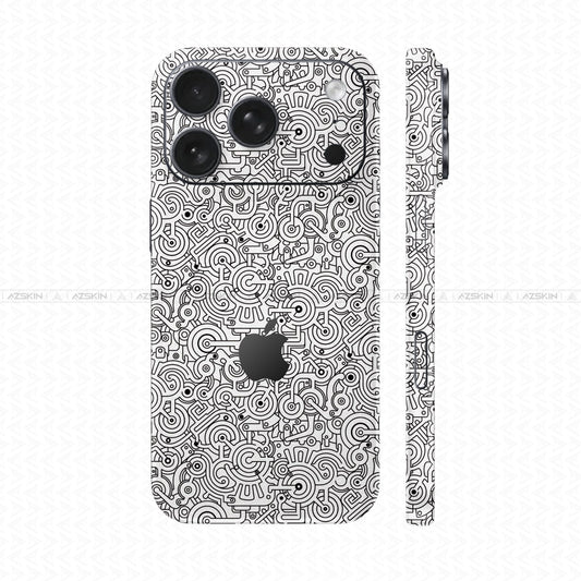 Dán Skin IPhone 17 Series Vân Nổi Pattern Machine Trắng | UVPT25