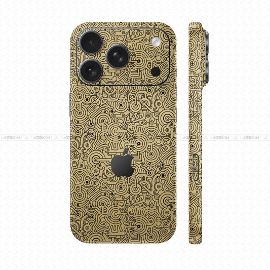 Dán Skin IPhone 17 Series Vân Nổi Pattern Machine Vàng | UVPT25