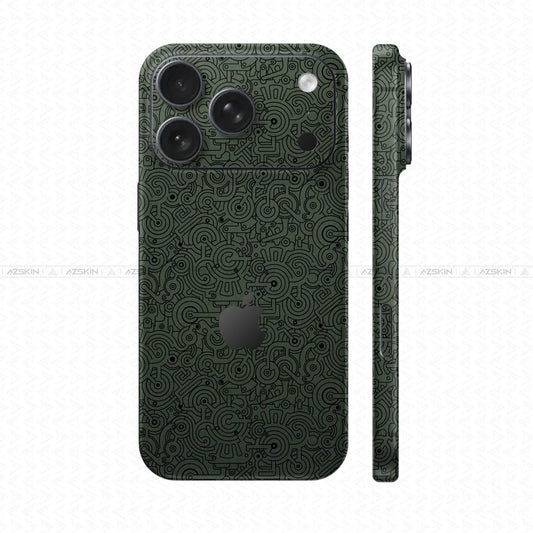 Dán Skin IPhone 17 Series Vân Nổi Pattern Machine Xanh Midnight | UVPT25
