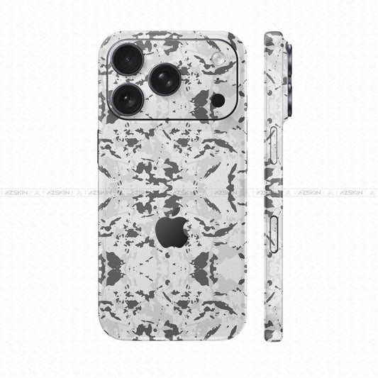 Dán Skin IPhone 17 Series Vân Nổi Camo 2026 Trắng Xám | UVPT30