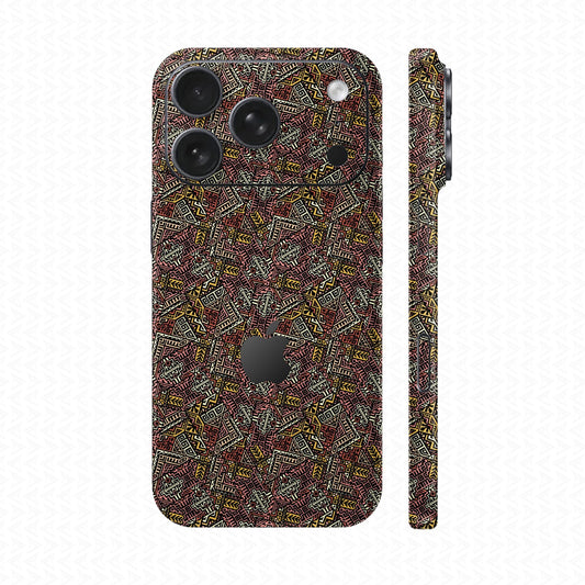 Dán Skin IPhone 17 Pro Max Vân Nổi Pattern AZ 02 Cam Hồng | UVPT34