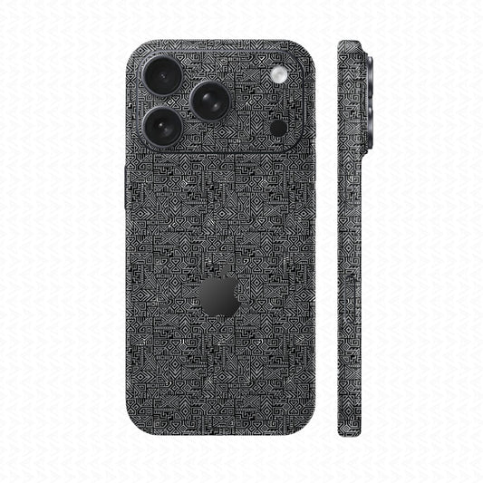 Dán Skin IPhone 17 Series Vân Nổi Pattern AZ 02 Đen | UVPT34