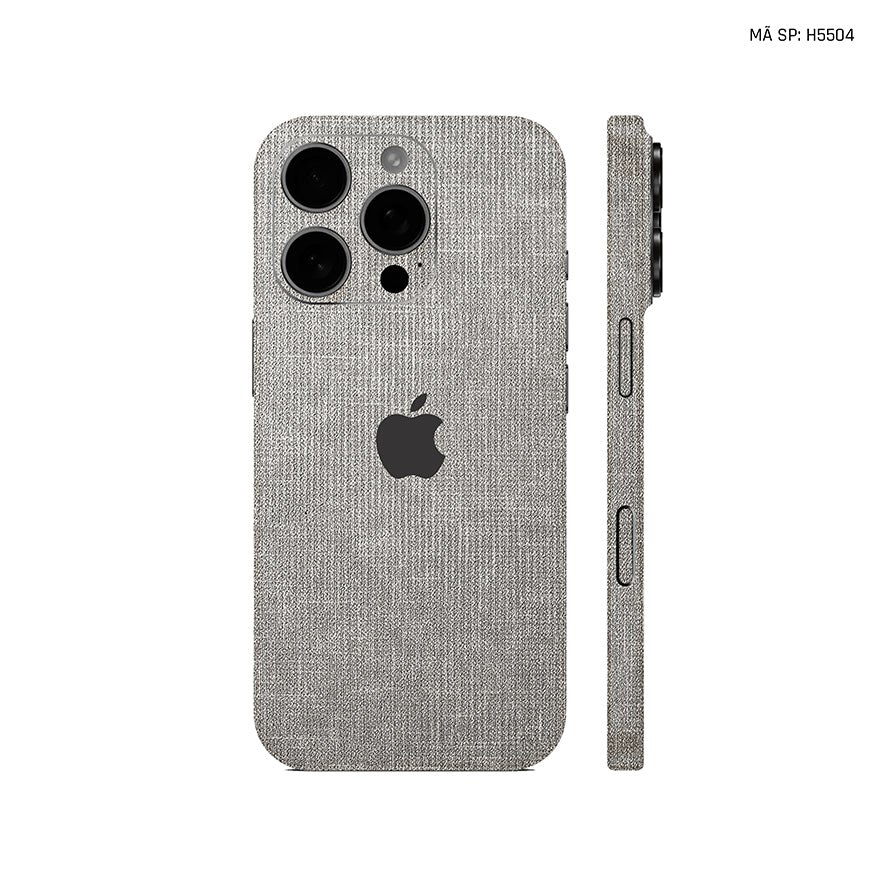 Miếng Dán Da IPhone 16 Series Vân Vải Ghi | H5504